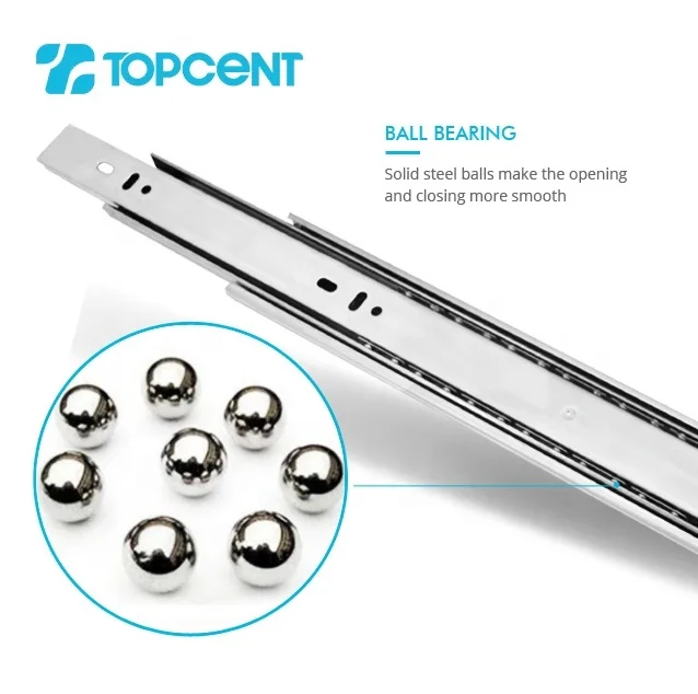 Topcent Telescop Rail Runner Ball Bearing Full Extens Hardwar Drawer Slide