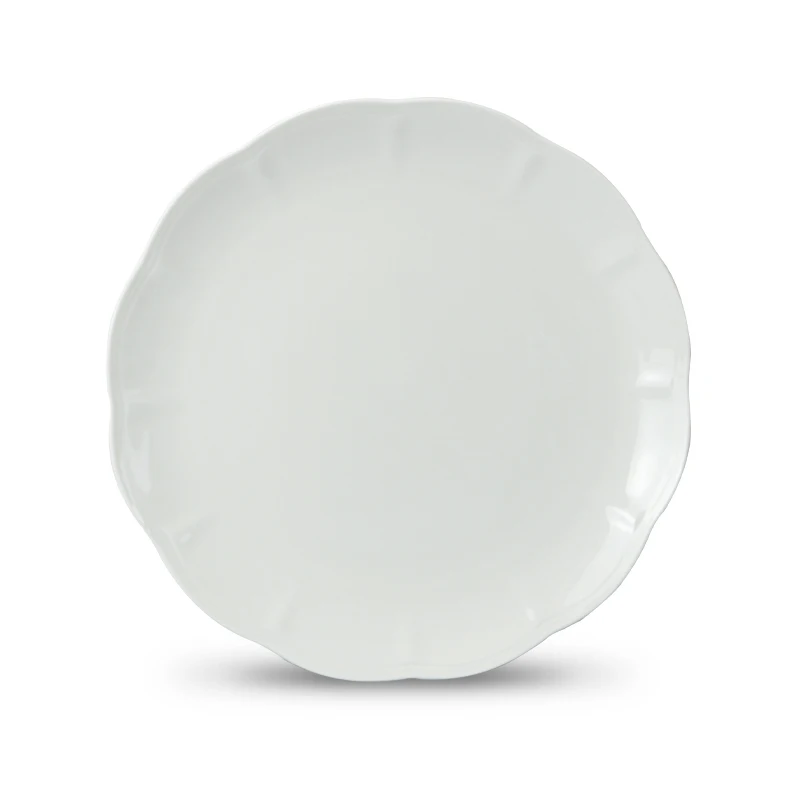 new design hot sale white ceramic porcelain plates & dishes round on-glazed bone china plate