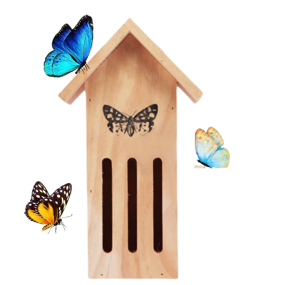 Customized Small Wooden Bird Cage Solid Sustainable PNP Bird Habitat Nest Natural Master Carton Animal Butterfly House Garden