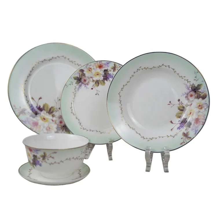 wholesale kitchenware porcelain turkish floral tableware  fine  bone china dinnerware sets
