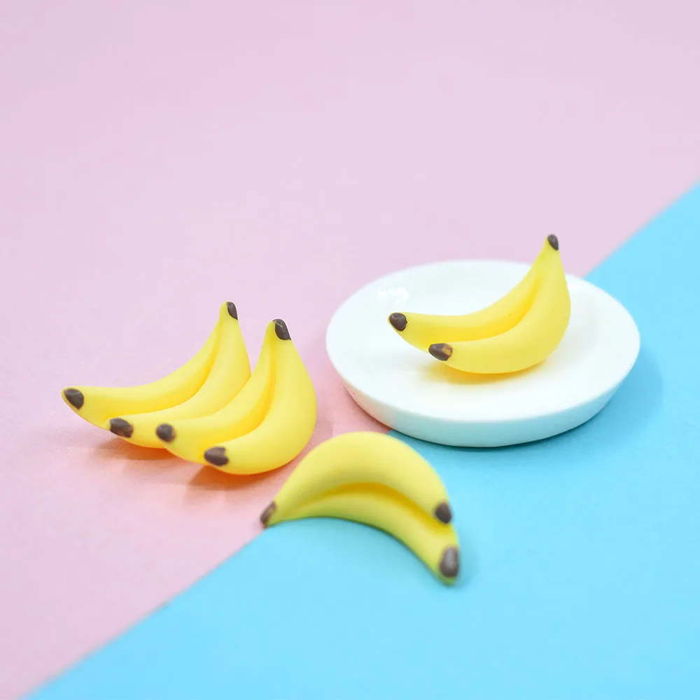 Wholesale Kawaii 3D Miniature Simulation Little Banana Resin Cabochons Food Toys Dollhouse Accessories For Crafts Decoration