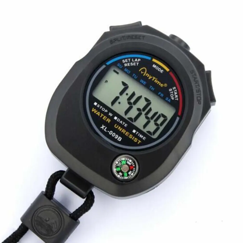 High quality professional sports stopwatch LCD display black digital countdown stopwatch