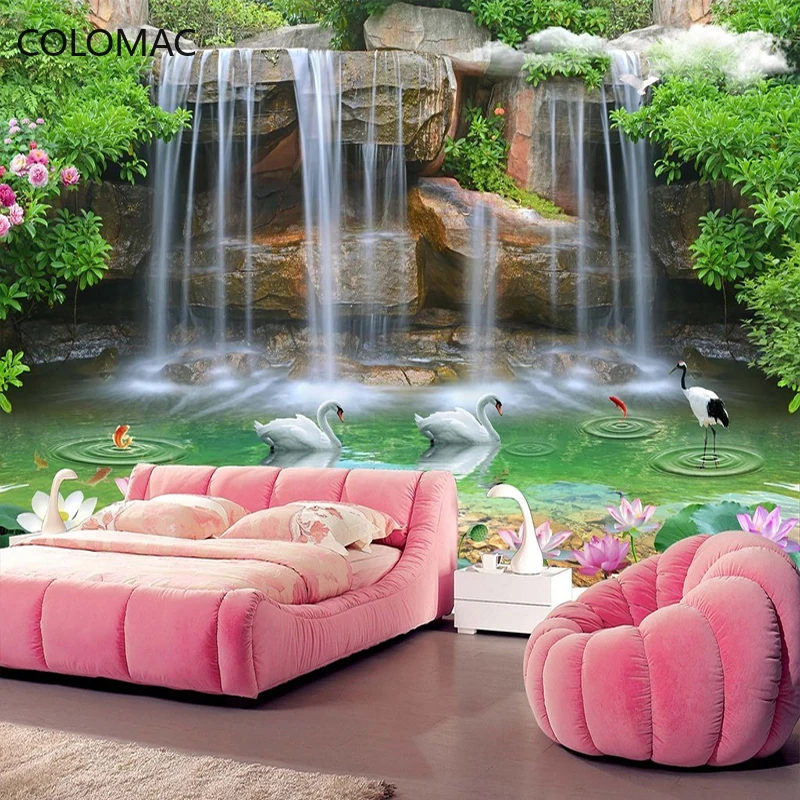 Custom Photo Wall Paper 3D Stereoscopic Waterfall Landscape Painting Living Room Sofa TV Background Peel and Stick Wallpaper