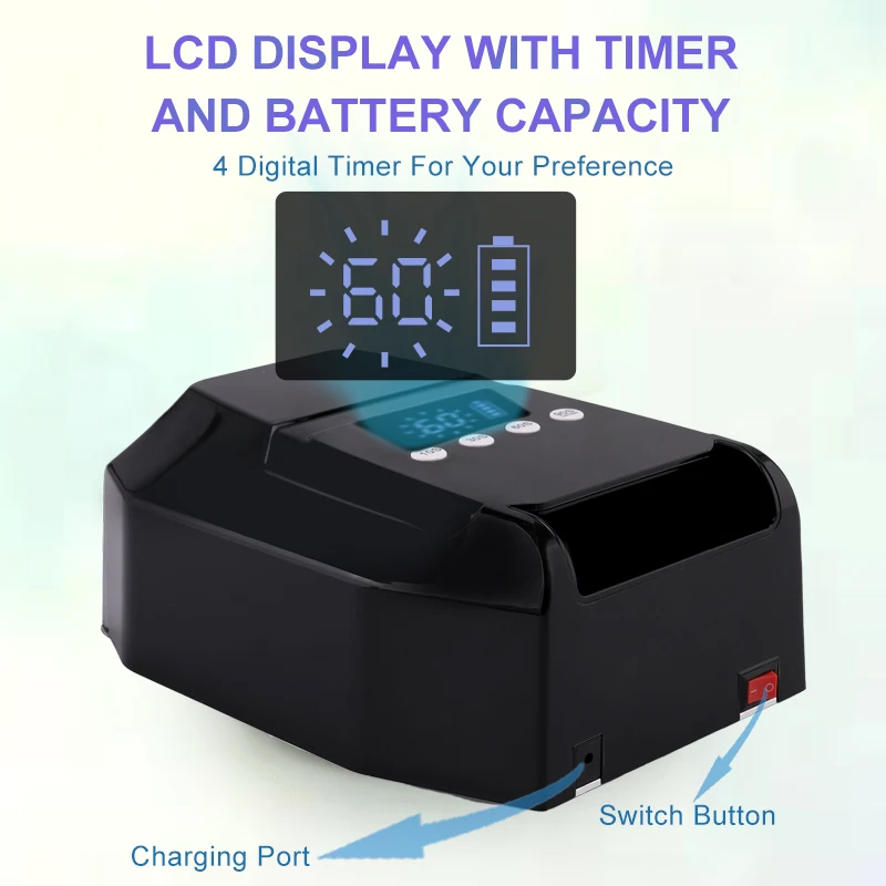 Electroplating Gold 98W Durable Cordless Lamparas uv Nails Pro Mirror-finish Interior Uv/Led Rechargeable Nail Lamp To Dry