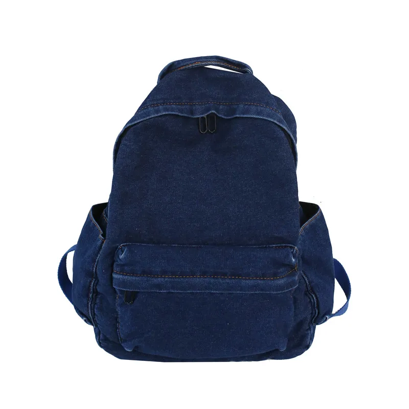 Fashion Lightblue Dark blue Jeans Outdoor Bag Travel School Bag Denim Women Mens Backpack