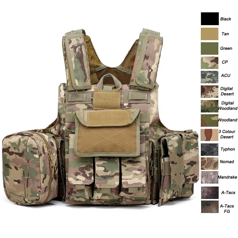 1000D Cordura нейлоновый быстросъемный тактический боевой жилет тактическое снаряжение камуфляжная многоамочная пластина