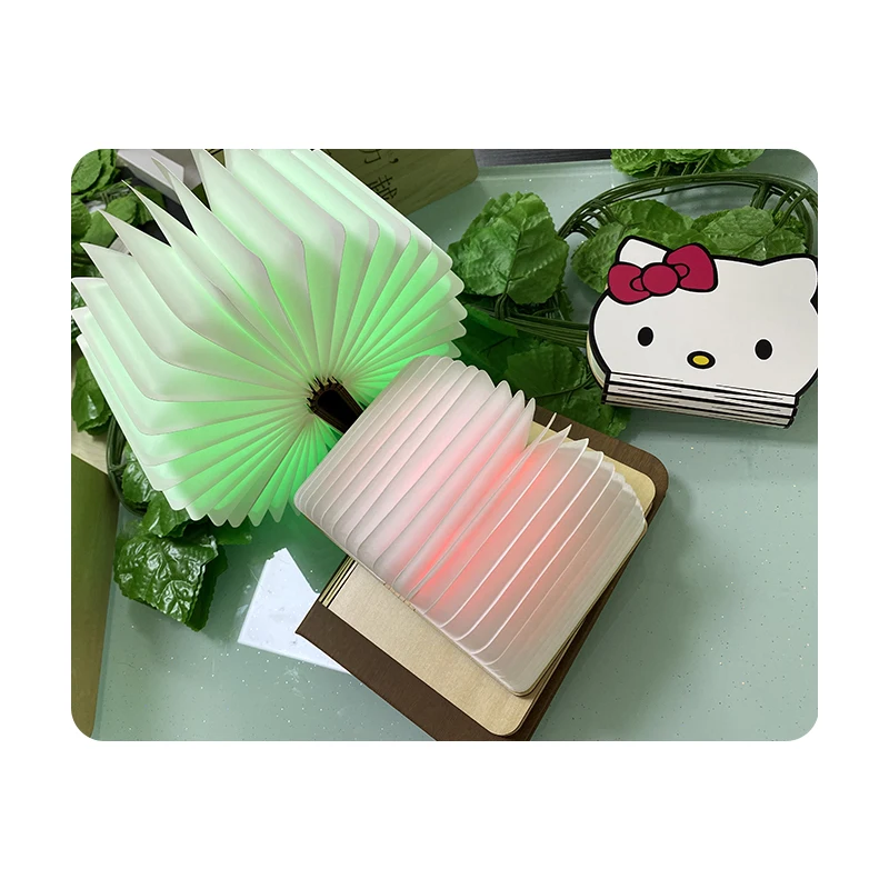 Custom Wooden Printing Inner Paper Folding Multifunctional Small Reading Led Book Lamp