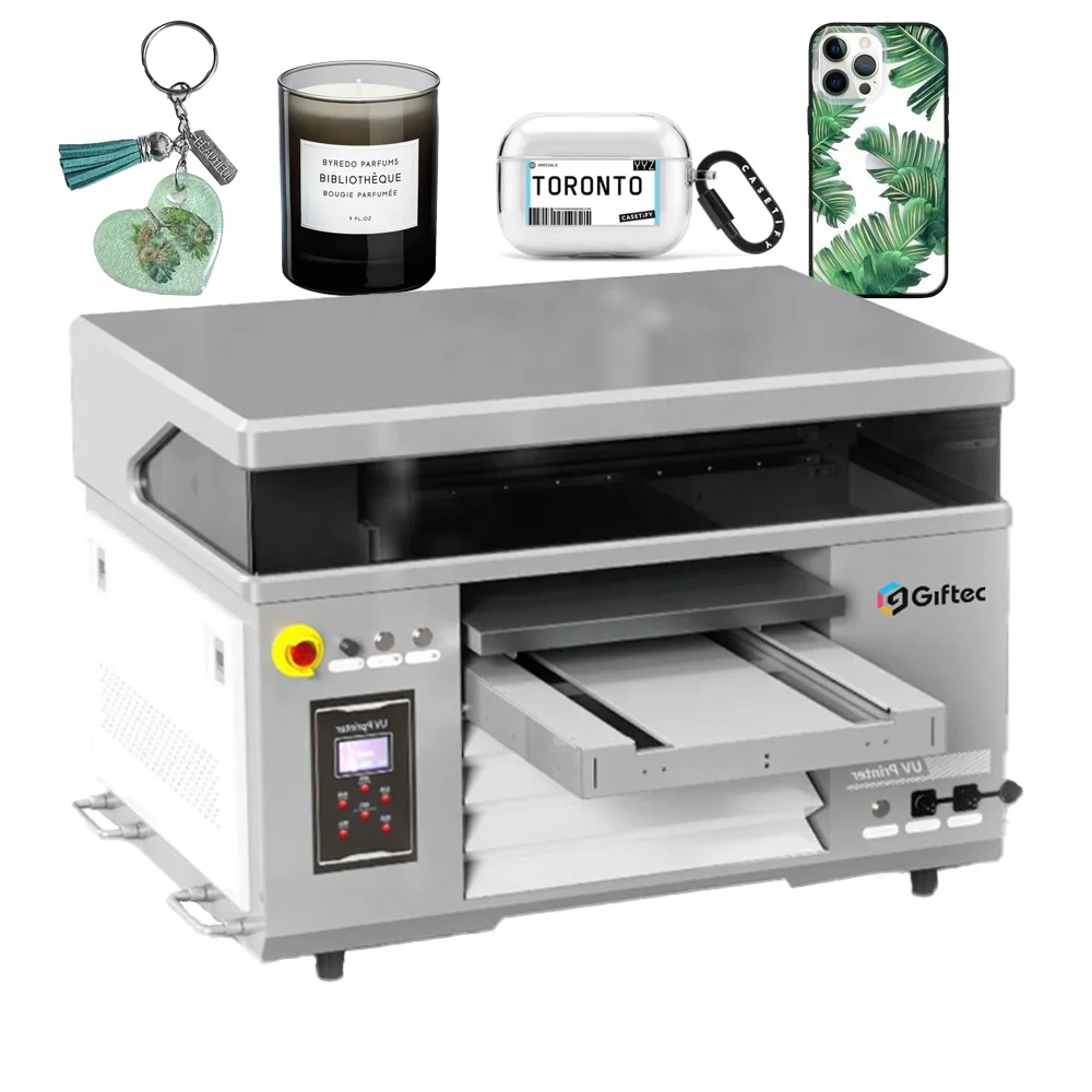 Giftec UV 4060 широкоформатный принтер для печати знаков Uv Dtf A3 планшетный цифровой CMYK цветная печатная машина малого бизнеса