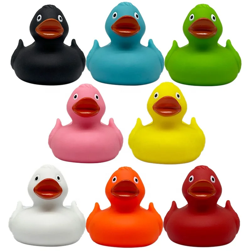 Wholesale Bulk Plastic 8 Types Custom Logo Plain 2 inch 5cm PVC Purple Pink Yellow Bathtub Squeaky Bath Duck Toys Rubber Duck