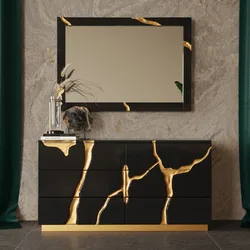 Modrest Aspen  Glam White & Gold Dresser w/ 6 Drawers and  Chest w/ 5 Drawers Light luxury glam Mirrored Furniture Set