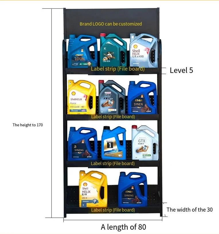 Factory custom durable floor metal engine oil display stand,motor oil display shelf,lubricating oil display rack