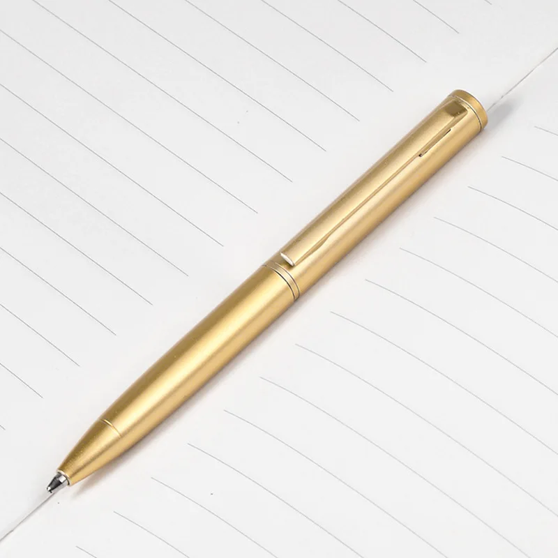 Gold Slim Metallic Retractable Mini  Slim Black Ink Pen