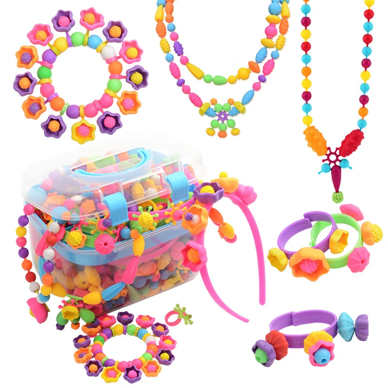 Kids DIY colorful pop snap beads box kit
