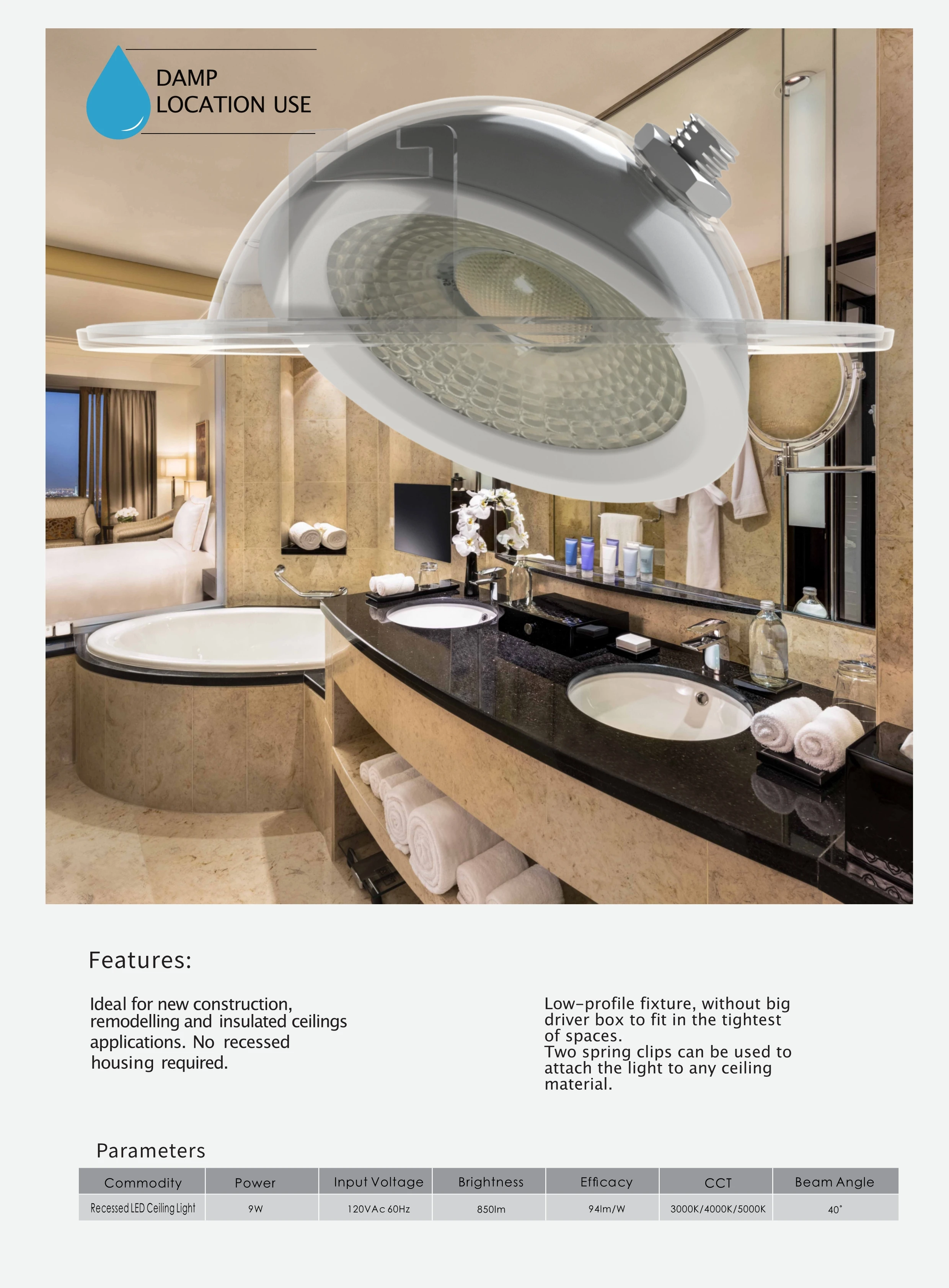 DANS exterior overhangs 4inch 3CCT 5CCT RGBW led ceiling spot down light with metal driver box