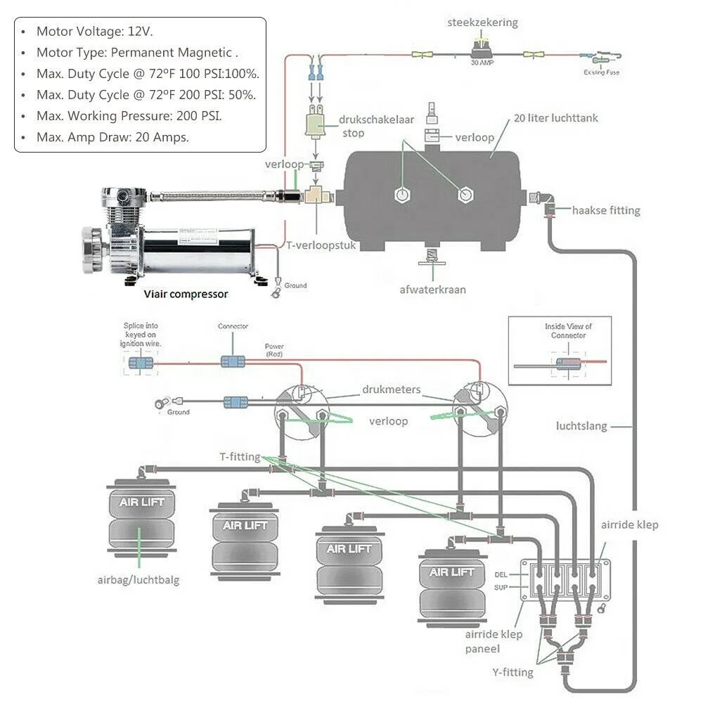Car Accessories Universal 1/4NPT or 3/8NPT Chrome 200PSI 480C 12V Air Suspension Compressor Pump Kit BX102151-SL