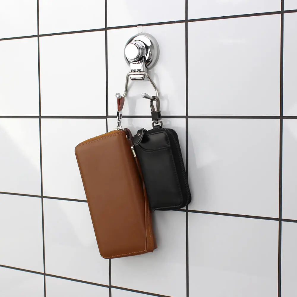 Push to Lock Bathroom No Drilling Twin Hooks with Strong Suction Cup Shower Room Vacuum Suction Towel Hooks