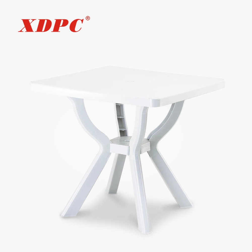Outdoor plastic square white color folding table with removable legs