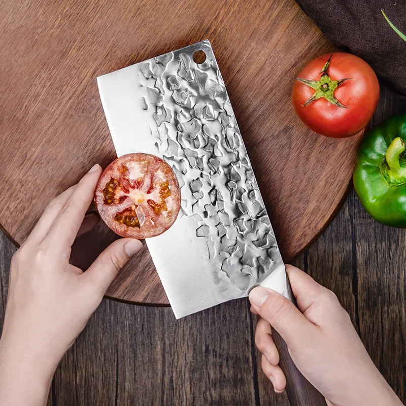 TL24XS Handmade High Carbon Steel Bone Butcher Cleaver Knife Forged Chinese Meat Chef Chopper Kitchen Knives with leather case