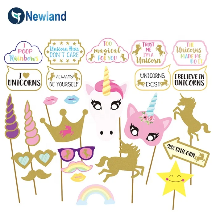 
Amazon Hot Selling 26Pk Glitter Rainbow Unicorn Party Supplies 