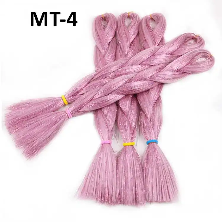 Cheap Shipping 8pcs 24inch 100grams Shiny Metallic Glitter Twinkle Synthetic Jumbo Braid Hair Tinsel Braiding Hair Extensions