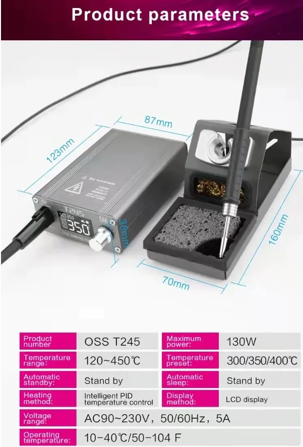 OSS Team T245 Soldering Station 130W LCD Digital Display Rework Stations Universal C245 Soldering Iron Tips PCB SMD Solder Tools
