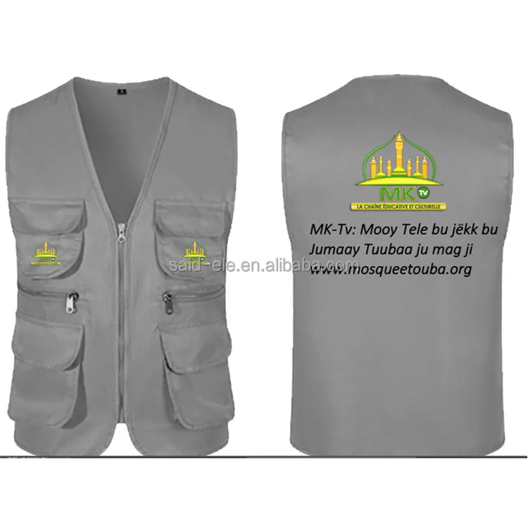 TV channel reporter vest with custom logo printing newsman journalist clothing sleeveless vests for photography