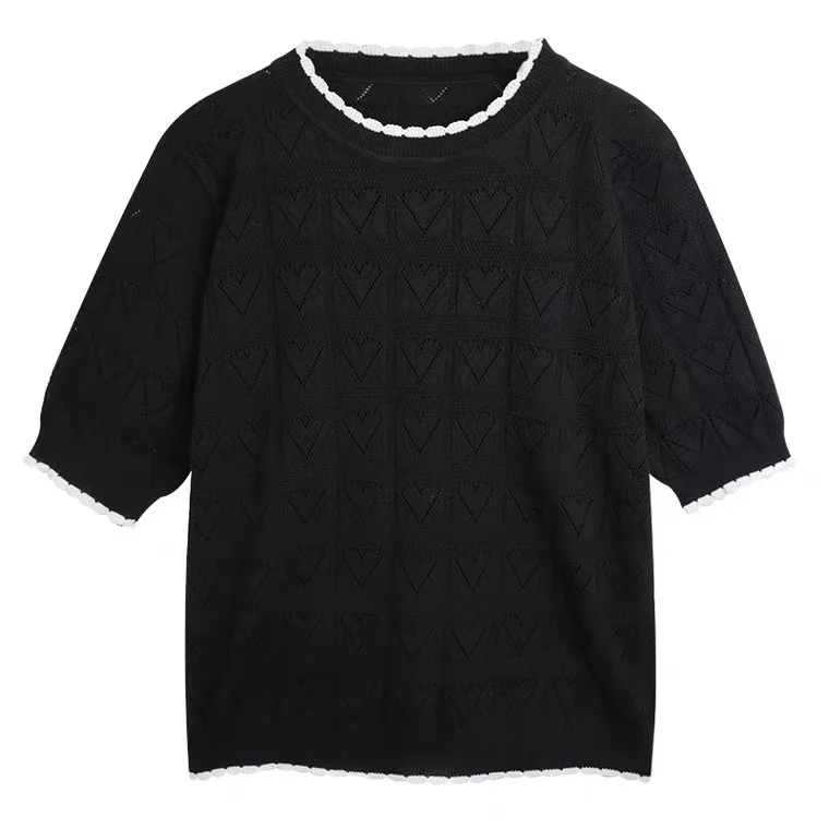 
lady open knit summer cool knit top short sleeve 