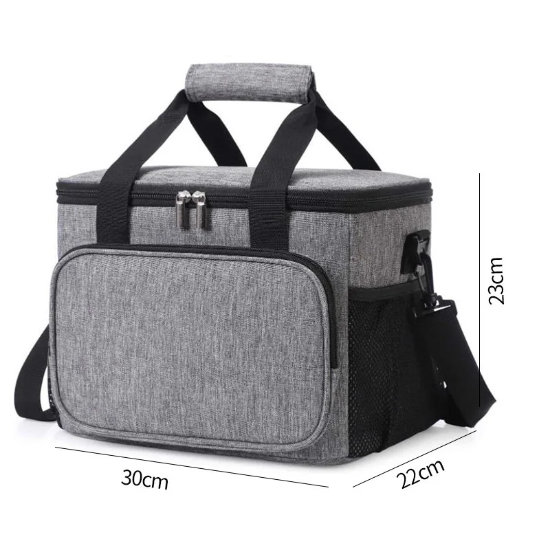 15L Insulated Lunch Bag Dual Compartment Lunch Tote with Handle Large Reusable Cooler Ice Pack Handbag for Women Men