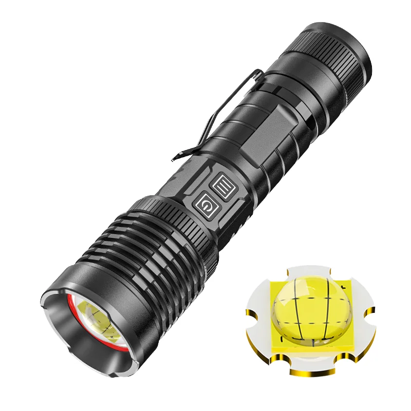 RTS XHP99 Flashlight Aluminum Alloy Usb Rechargeable LED Power Flashlight Telescopic Zoom double Switch Waterproof FlashlighT