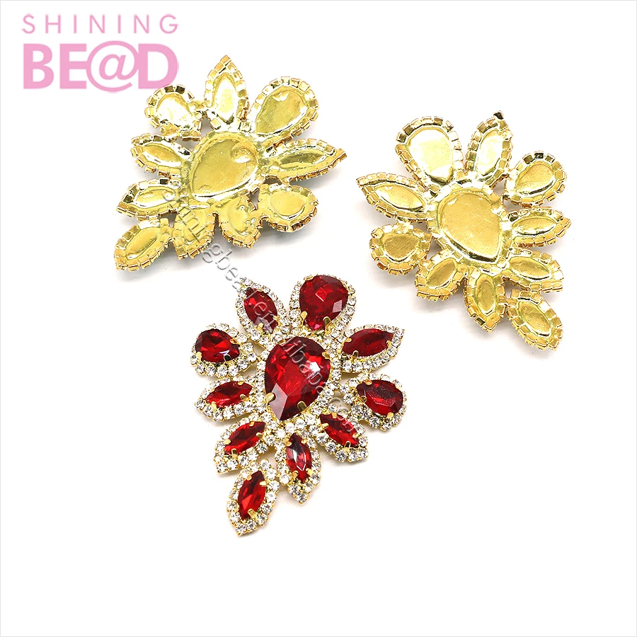 Hot selling glass diamond welding neckline crystal lace rhinestone applique embellishment for dress shoe