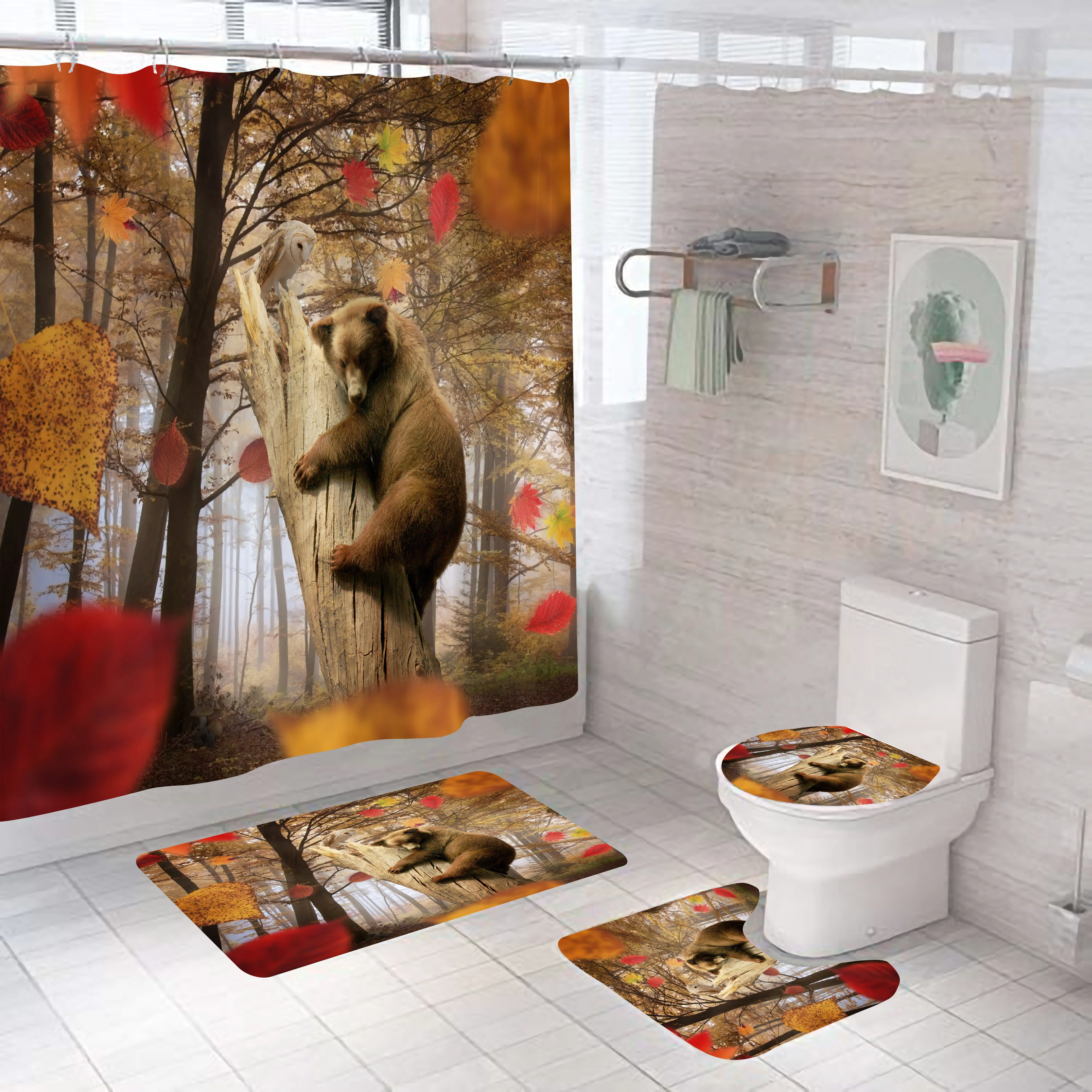 natural view 150 grams per square meter vinyl luxury natural tree door  printed shower curtains