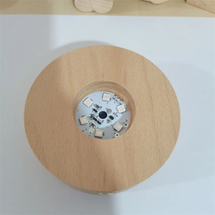 Night Light Base Mood Light Engraved Inside Wooden Present 3D Elk Christmas LED Electric Bedroom Decoration wood base