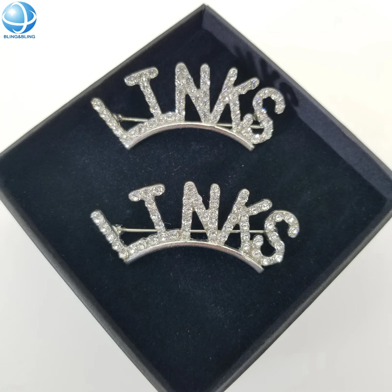 Custom Logo Metal Alloy Green Rhinestone Greek Letters 1946 The Links Brooch Sorority Lapel Pin Jewelry Fraternity Gift