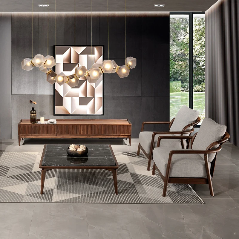 Modern Living Room Chairs Wood Fabric Leisure Chair 1 Piece Nordic Bedroom Chair Wabi-sabi with Armrest Simply Walnut Solid