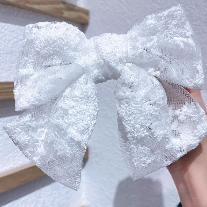 Large Bows for Girls Hair Big Bow Clip Scarf French Barrette with Long Silky Satin Ribbon Bowknot  Women Barrette Accessories