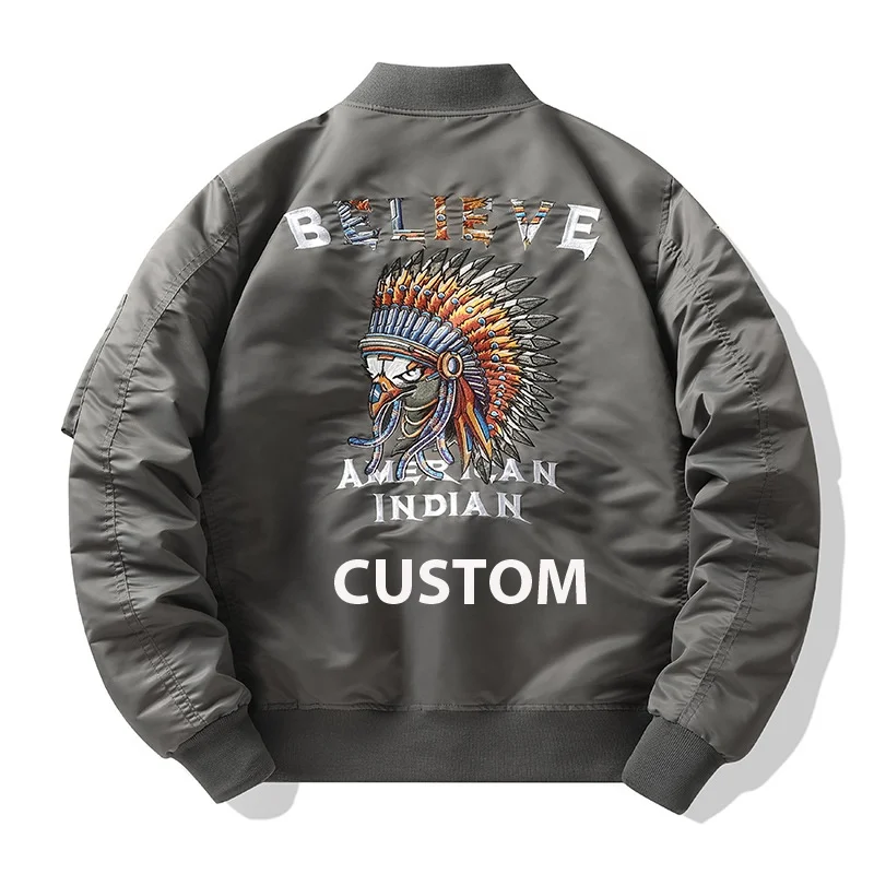 bomber jacket OEM Custom Design American India Embroidery classic men women nylon custom flight bomber jacket