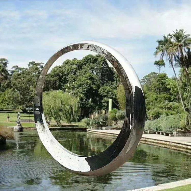 Modern design gaeden decor custom size circle stainless steel fountain sculpture