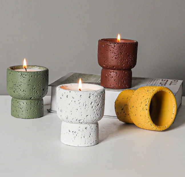 Handcrafted Home Decor Accent Empty Luxury Cement Jars Decorative Concrete Pots for Candle Home Plants Pot