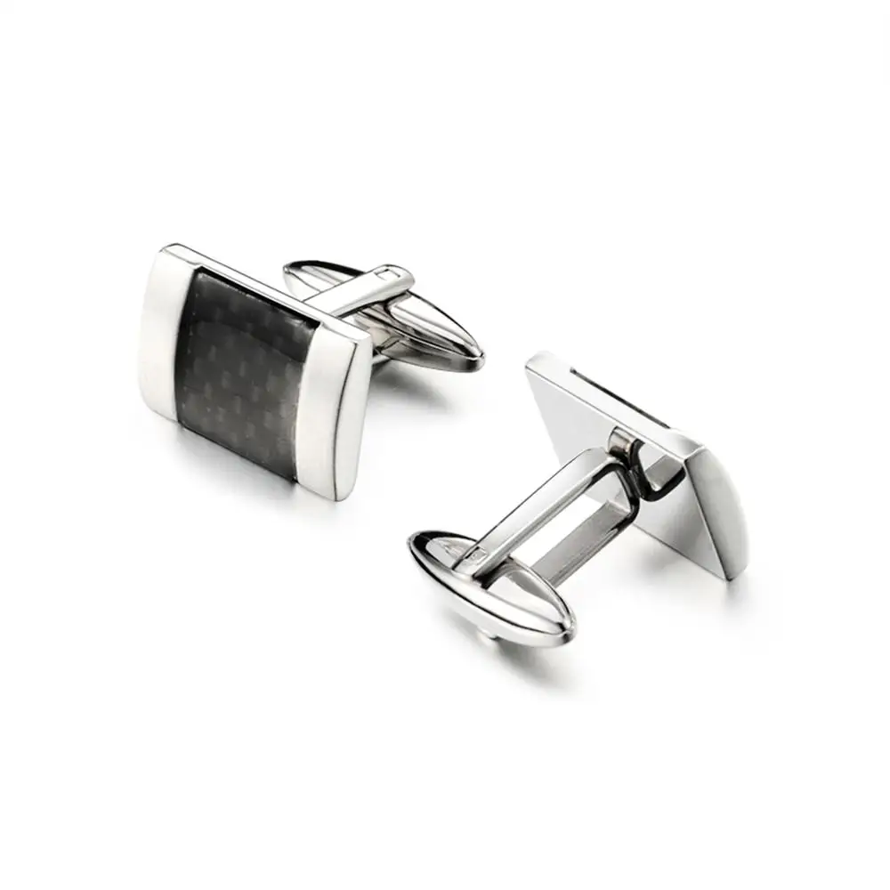 Запонки OB Jewelry мужские из углеродного волокна, ювелирные украшения для рубашки, квадратные запонки из высококачественной нержавеющей стали