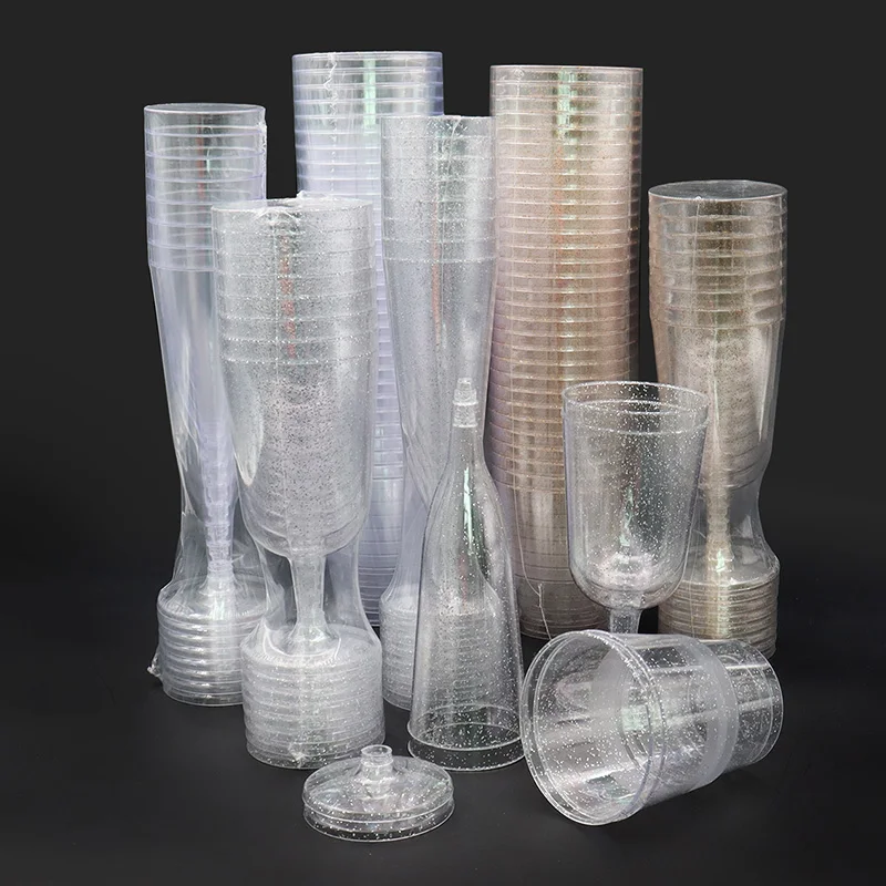 personalized disposable wine glass hand drink party PS  material 20cl clear plastic wine glass cup with transparent