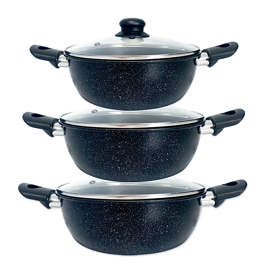 non stick cast iron cookware set cooking pot set non-stick granite cookware soup pot and pan non stick cooking pot set