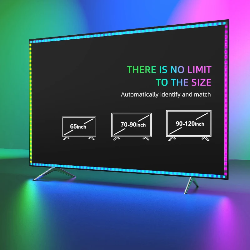 65inch 120inch Plug and play no calibration no latency auto refill dream color 4K Tuya Alexa Google ambient led tape light kit