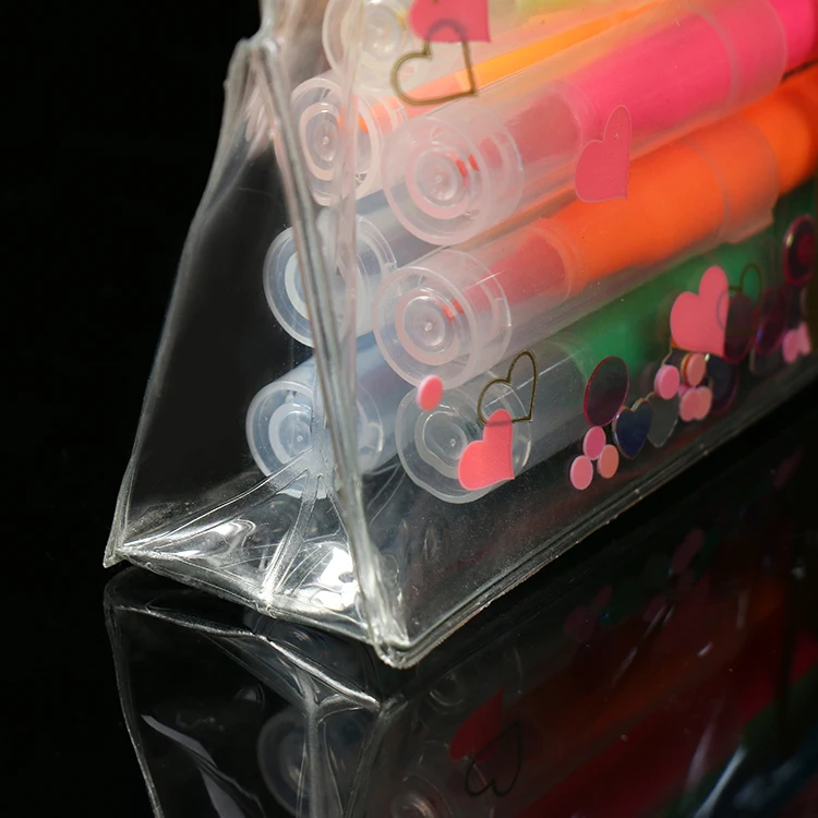 Wholesale custom plastic transparent pvc zipper pouch pencil case bag