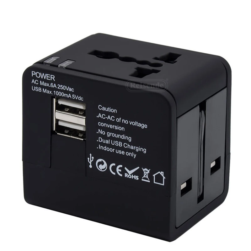 Universal Travel Adapter Global Travel Switch Plug 2 Usb Usb Multi Plug Adaptor