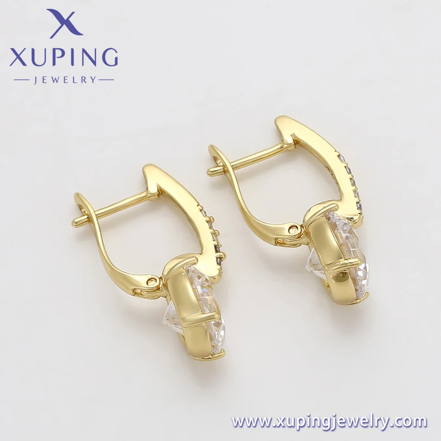 X000670153 Xuping Jewelry Fashion Diamond Earrings Hoop 14K Gold Plated Jewelry Wholesale Copper Earrings