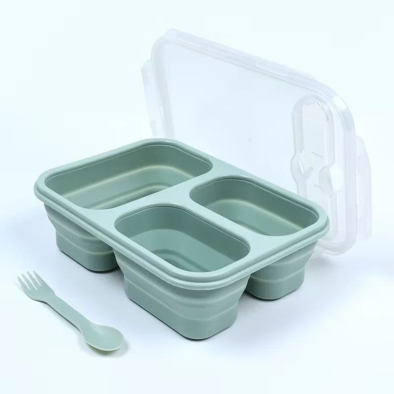 customize Portable Reusable Leakproof Microwave Safe Foldable Bento Box Bpa Free Silicone Collapsible  silicone lunch box