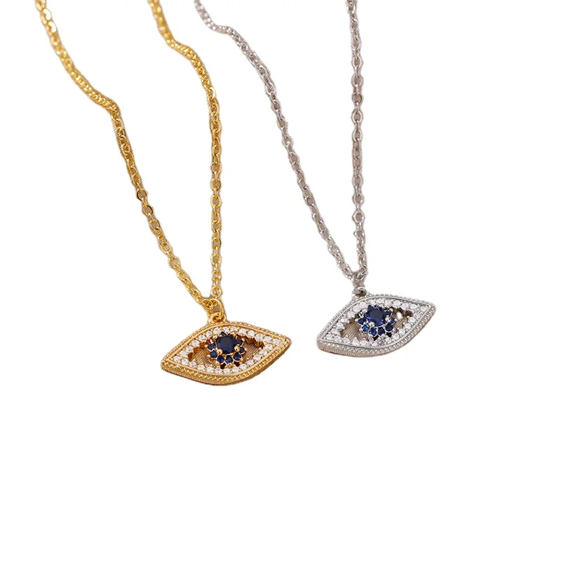 Dainty Women Evil Eye Couple CZ Crystal Necklace Adjustable Link Chain Low MOQ Factory Price Jewelry