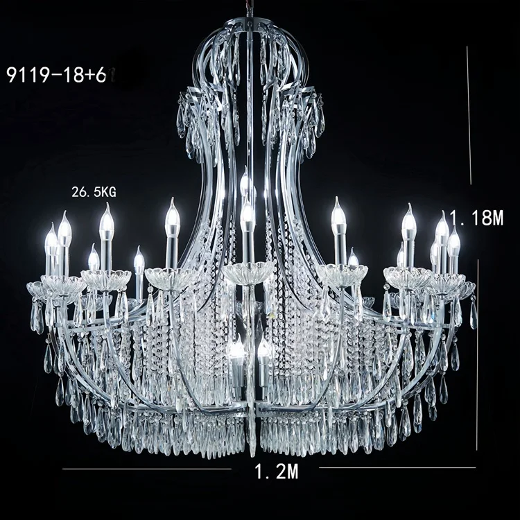2024 latest Rococo style crystal chandelier for wedding ceiling centerpiece, hotel, restaurant and lobby ceiling lamp decoration