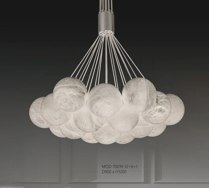 American Design Living Room Store Decoration Alabaster Chandelier Customized Modern Creative Design Circular Crystal Marble Lamp