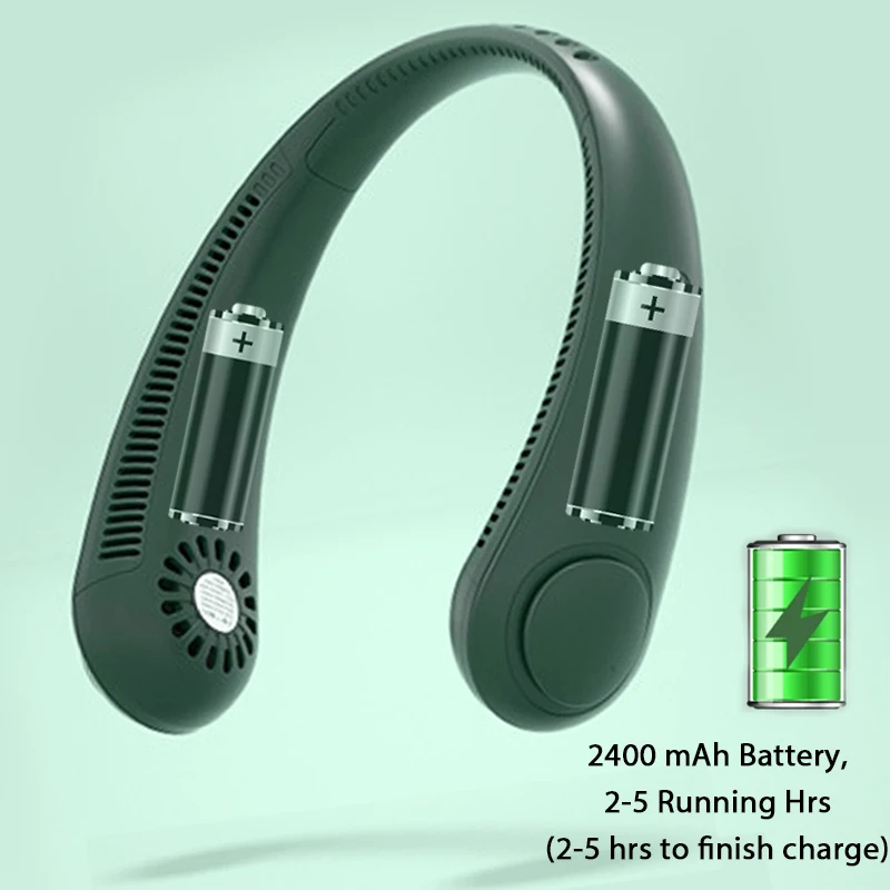 Mini Bladeless Hanging Neck Leafless Fan Rechargeable Mute Sports Fans for Home Outdoor Portable Cooler